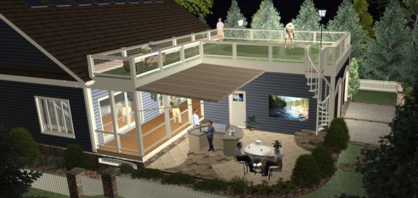 Rear Rendering image of The Evergreen Cottage House Plan
